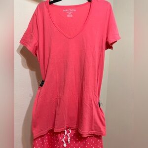 Nautica Women's Sleepwear Coral Short Sleeve Tee